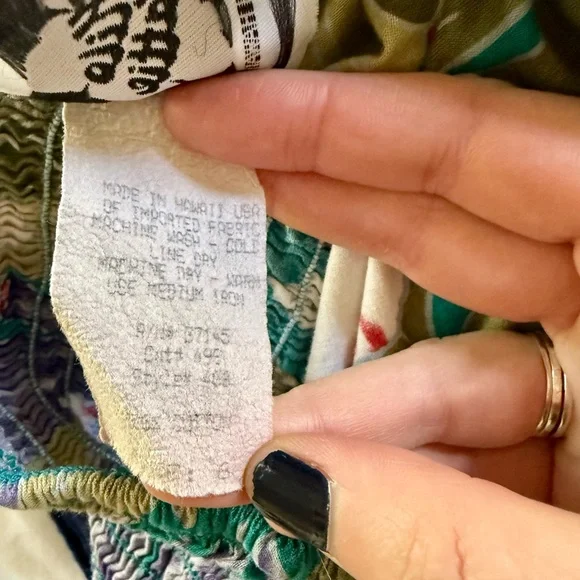 Vintage Hilo Hattie Hawaiian Print Halter Dress Green Tropical Print XS / 2 - Picture 6 of 6